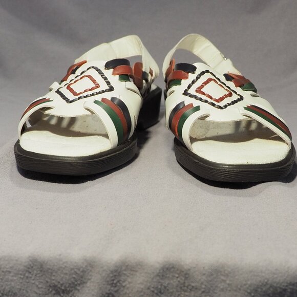 Dr Scholls Sandals Womens Size 8 M White Aztec Southwest Comfort Shoe Leather - Picture 5 of 13